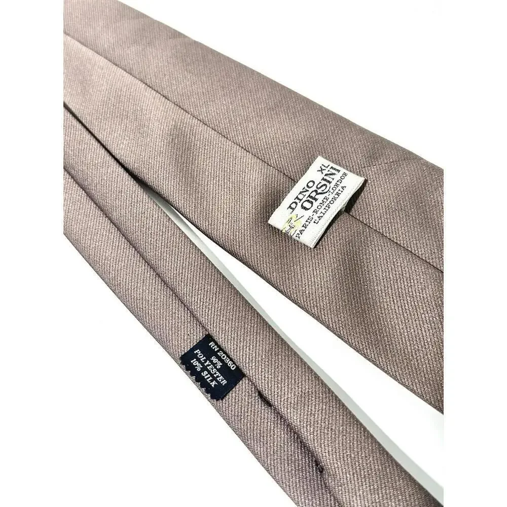 Vintage Dino Orsini Mens Tie Brown Necktie Size XL 90% Polyester 10% Silk